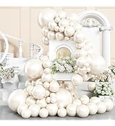 Pearl White Double-Stuffed Balloons Arch Garland Kit, 60 Pack 18/12/10/5 Inch Different Size Sand...