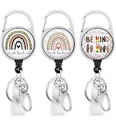 Gctriki 3 Pieces Nurse Badge Reels Retractable Heavy Duty with 360° Swivel Carabiner Clip, Rainbo...