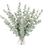 Tiyard 18pcs Eucalyptus Stems Artificial Eucalyptus Leaves Stems Real Grey Green Touch Leaf Branc...