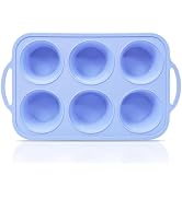 Vnray Jumbo Silicone Muffin Pan with Metal Frame, Non Stick Silicone Cupcake Pan with Handles 6 C...