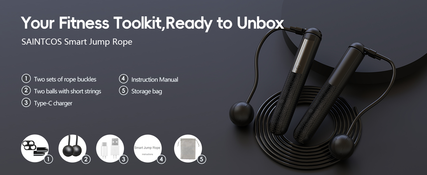 SaintCos Cordless Gravity Jump Rope, Smart Jump Rope with Counter for Gym, APP Data Analysis