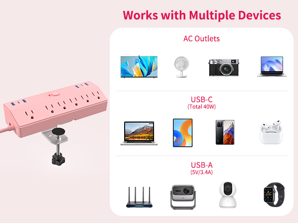 desk clamp power strip