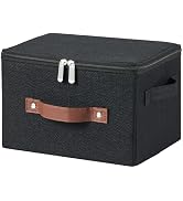 VinneGenzz Storage Bins with Zipper Lid Cotton Linen Fabric Lidded Storage Baskets Boxes Foldable...