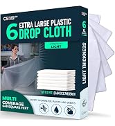 Caelum Star 6 Pack Extra Large Clear Painter's Drop Cloth for Painting 12 x 9 ft, Clear Tarp Plas...