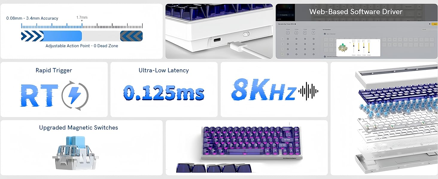 M68 HE V2 60% Wired Gaming Magnetic Keyboard,Hall Effect Gaming Keyboard Rapid Trigge