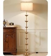 GOEBLESON 63.8” Floor Lamp with Landen Leaf, Antique Gold Standing Lamp with Foot Switch, Metal, ...