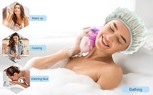 Suitable for showering, cooking, washing face, making up, SPA, protect your hair well.
