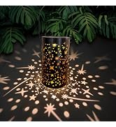 Meteor Solar Table Lights Outdoor Waterproof, Golden Star & Dot Design with Portable Handle, Warm...