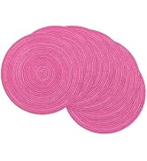 SHACOS Round Braided Placemats Set of 6 Cotton Polyester Woven Place Mats 15 inch Washable Table ...