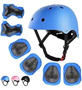 WayEee Kids Bike Helmet Set Skateboard Knee Pads, Helmet Pad Set Protective Gear Set Adjustable f...
