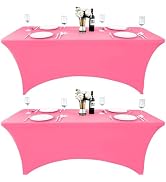 ZarzaaSik 2-Pack 6ft Spandex Table Covers for Rectangle Standard Folding Tables - Wrinkle Resista...