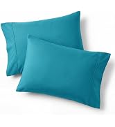 Bedsure Pillow Cases Standard Size Set of 2 - Teal Brushed Microfiber Pillowcases, Super Soft Pil...