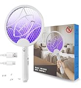 Mosiller Electric Fly Swatter Racket, Foldable 2 in 1 Bug Zapper with Purple Trap Lamp, 4000V & 1...