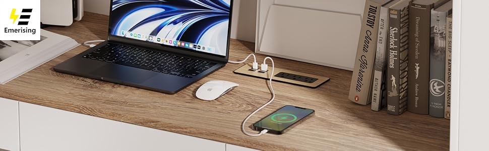 7-IN-1 USB-C Ports Recessed Power Strip Support Laptop Charging Directly
