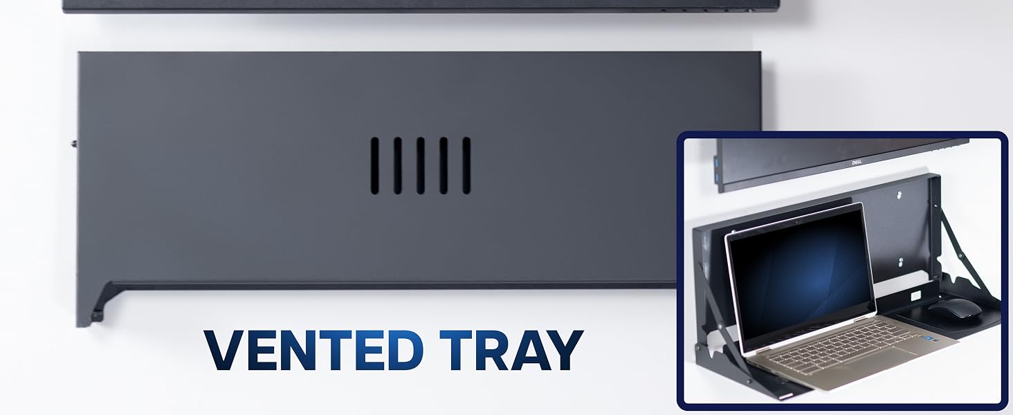 Flip Down Keyboard Tray Wall Mount vented tray
