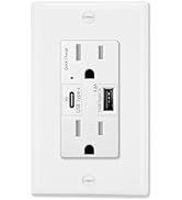 USB C Outlets Fast Charging,Greencycle 1PK 15Amp Electrical Outlet with USB C Ports,Quick Charge ...