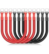 Linkstyle 6PCS 2 AWG Battery Cables, 30CM 2 Gauge Pure Copper Battery Inverter Cables, with 3/8" ...