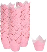 HARFINGTON Tulip Cupcake Liners Greaseproof Baking Cups Paper Cupcake Wrappers Holders for Partie...