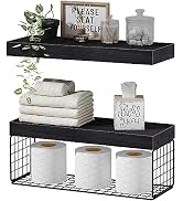 QEEIG Black Bathroom Shelves Over Toilet Wall Mounted Floating Shelves Farmhouse Shelf Toilet Pap...