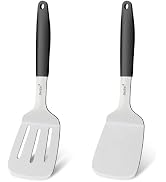 Beijiyi Stainless Steel Spatula Set, 2 Pcs Small Metal Spatula for Cast Iron Skillet, Solid and S...
