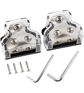NuIth 2PCS 2-Way Power Distribution Block, 0/2/4 Gauge Input in 4/8 Gauge Out Auto Stereo Ground ...