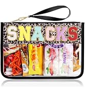 TESAFNG Snack Bag for Travel - Clear Chenille Varsity Letter Flat Pouch with Zipper, Waterproof C...