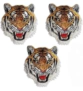 3 Pcs Tiger Face Sew on or Iron on Embroidery Patches for Jeans, Shirts, Hoodies, Blouses, Bags, ...