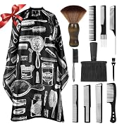 12PCS Hair Cutting Comb Set - Barber Combs for Men & Stylists - Barber Cape with Adjustable Neck ...