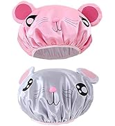 2 PCS Kids Shower Cap, Funny Cute Cartoon Bath Hat Waterproof Shower Bath Caps for Boys or Girls ...