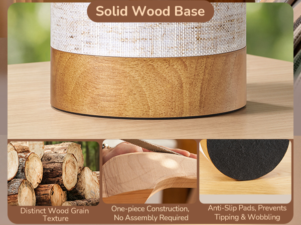 SOLID NATURAL WOOD BASE TABLE LAMP