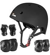 JBM Kids Bike Helmet with Kids Knee Pads and Elbow Pads Set - Adjustable Helmet for Kid Protectiv...