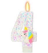FAMGift Birthday Candles for Girl - Number 4 Candle for Cake, Unicorn Party Supplies, Birthday De...