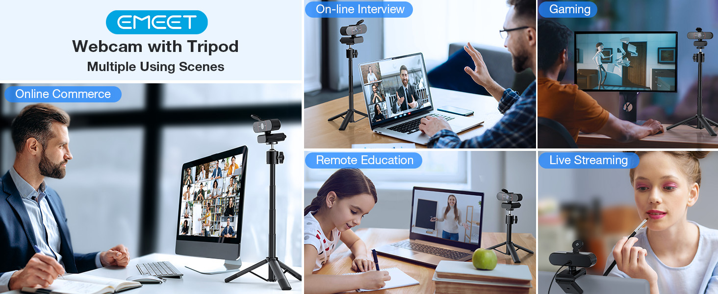 EMEET 4K webcam for multiple using scenes