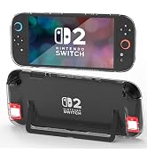 TIKOdirect Clear Case for Nintendo Switch 2 with Built-in 2 Game Card Slots, Ergonomic Grip Desig...