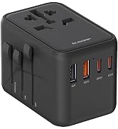 ELEGRP Universal Travel Adapter, 65W Fast Charger International Travel Power Adapter with USB C P...