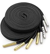 YJRVFINE Flat Waxed Shoe Laces: 2 Pairs Wax Shoelaces With Metal Tips for Sneakers
