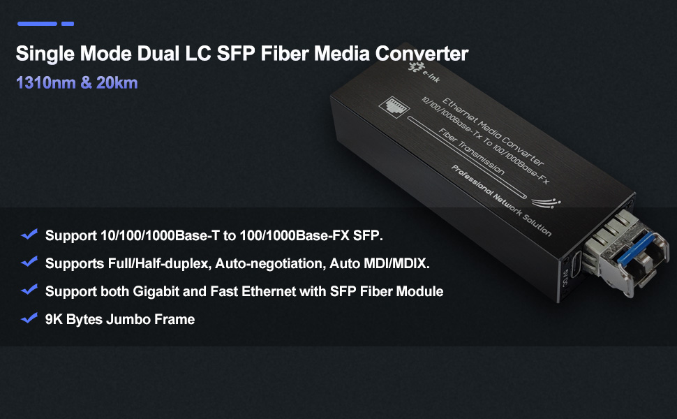 SFP fiber meida converter single mode 20km 2