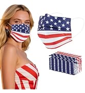 akgk 100PCS Disposable Face Masks with USA Flag Print, 3-Ply Breathable Face Mask For Adults