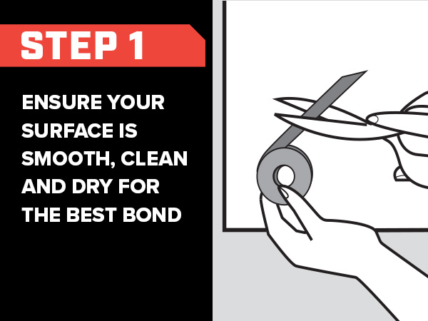 Step 1: Ensure your surface is smooth, clean and dry for the best bond