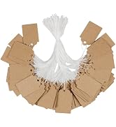 Uniclife 200 Pcs Price Tags with String Attached 1 Inch Writable Brown Kraft Paper Tags Hang Tags...