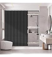 AJAZZ Magnetic Folding Shower Curtains Acordion Shower Curtain Fabric Polyester Waterproof Shower...