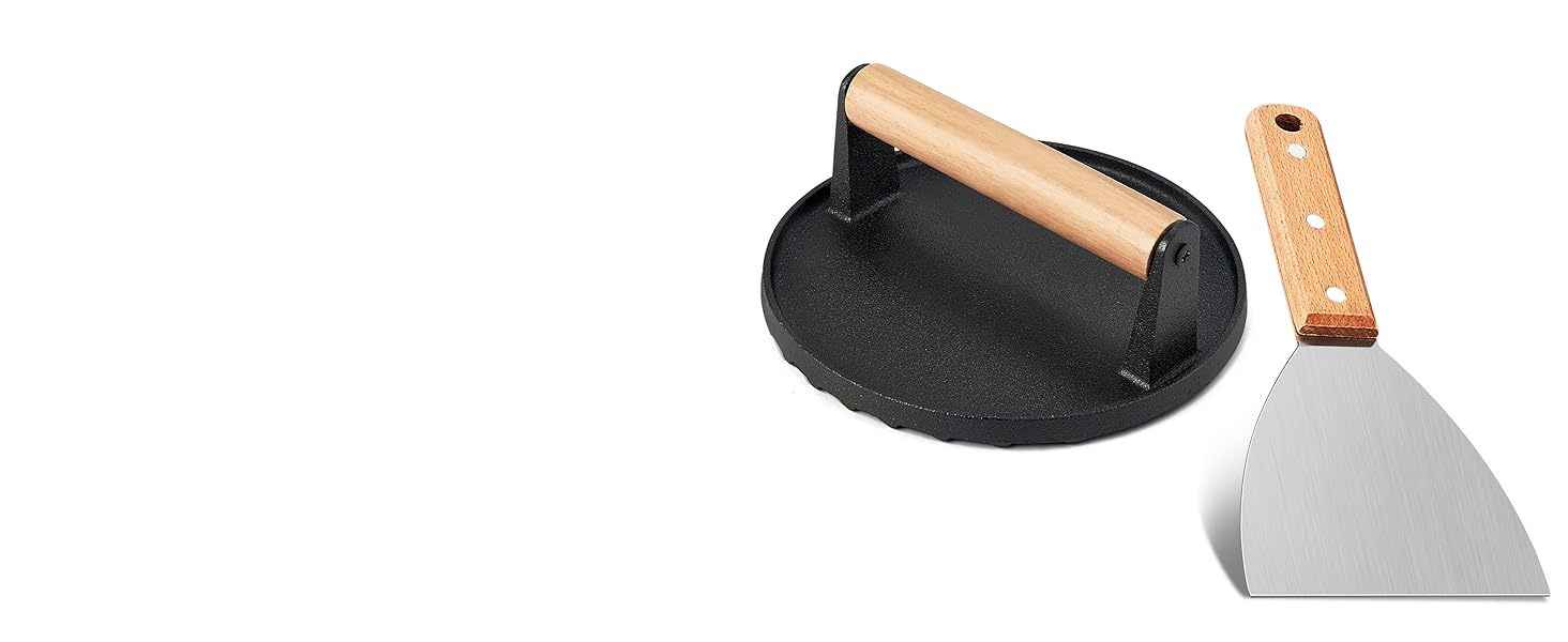 cast Iron Griddle press & Griddle Scraper