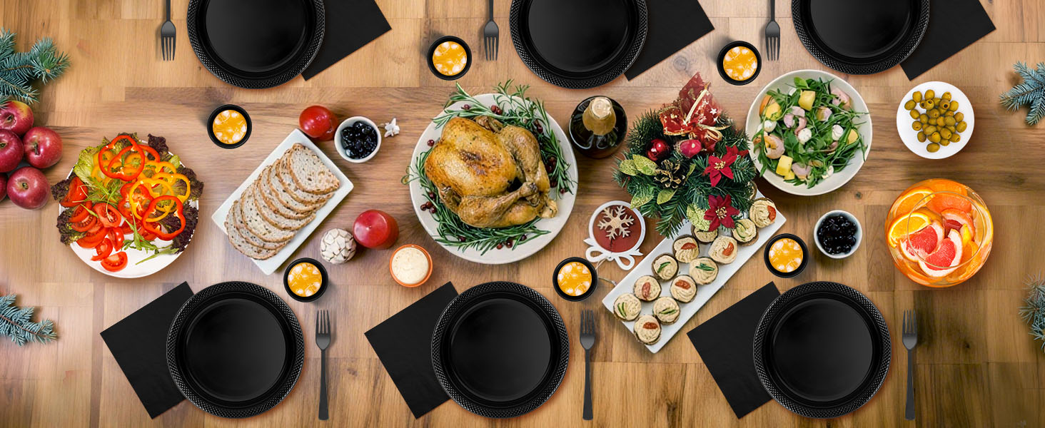 black plastic plates for party