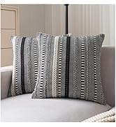 Cethom Boho Throw Pillow Covers 18x18 Inch Set of 2, Farmhouse Decorative Couch Pillow Cases, Bla...