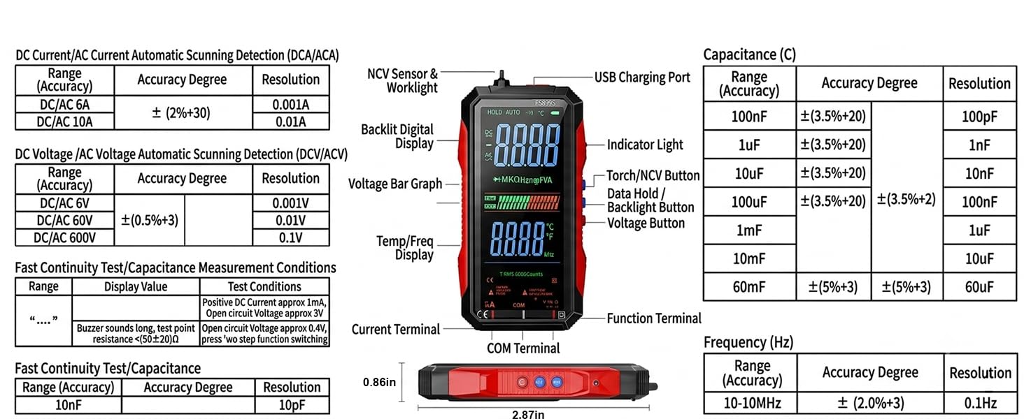2026 Upgraded FS899L Digital Multimeter