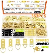 Dianrui 353PCS Picture Hanging Kit with Screws, Saw-Tooth, D Ring Picture Hangers Assortment, Pic...
