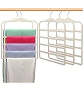 Closet Organizers and Storage,5 Pack Velvet Pants-Hangers-Space-Saving,Non Silp 5 Tier Organizati...