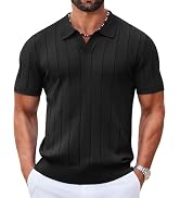 COOFANDY Mens Polo Shirts Short Sleeve V Neck Knit Shirts for Men Casual Old Money Clothes Mens G...