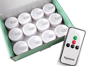 battery operated warm white tealight with remote and timer