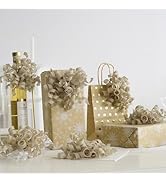 HUIHUANG Burlap Bows for Gift Wrapping, Burlap Curly Ribbon Bows Self Adhesive Burst Gift Bow for...